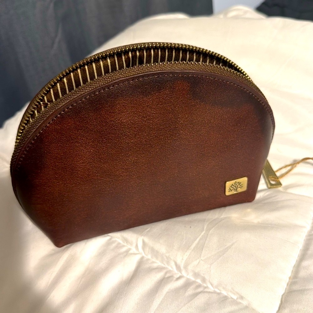 Brown Leather Cosmetic Pouch - Unbranded